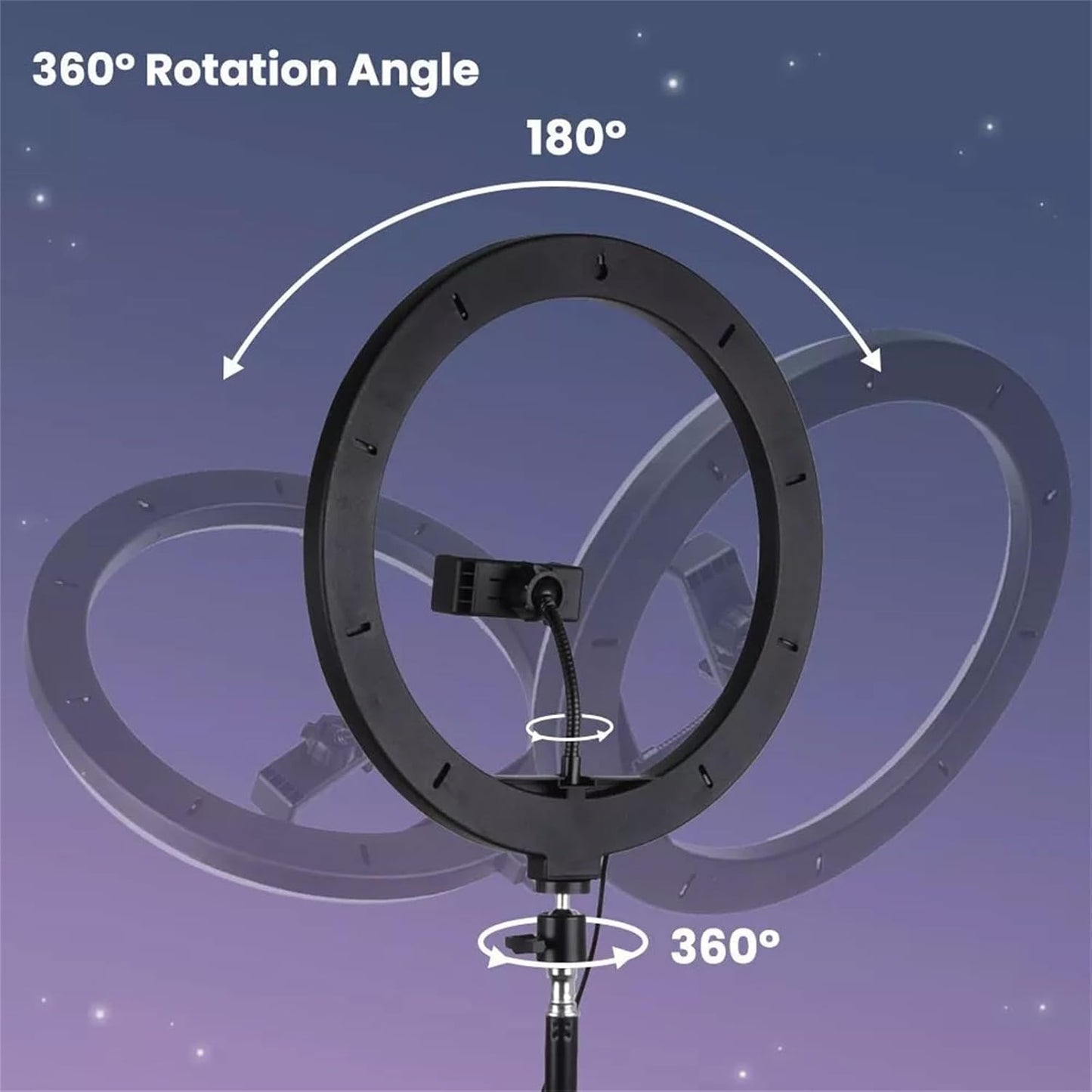 Ring Light with Tripod Stand & Phone Holder Tall 2m, 12 inch LED Ringlight Selfie Cicle Light Desk with Phone Clip for Camera, Video, Makeup, YouTube, TikTok
