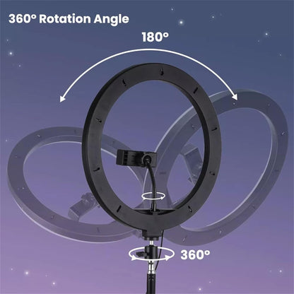Ring Light with Tripod Stand & Phone Holder Tall 2m, 12 inch LED Ringlight Selfie Cicle Light Desk with Phone Clip for Camera, Video, Makeup, YouTube, TikTok