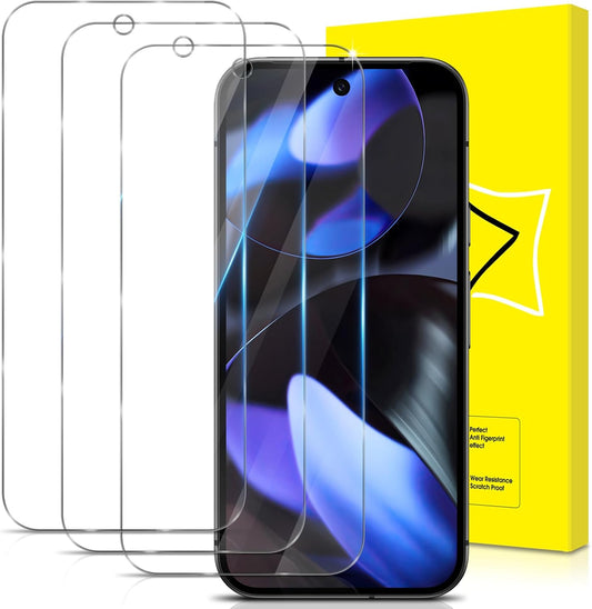 3 PACK Screen Protector for Google Pixel 9 /Pixel 9 Pro Tempered Glass [HD Full Coverage] [Easy Installation] [Round Edge] [Scratch Resistant] [9H Hardness]