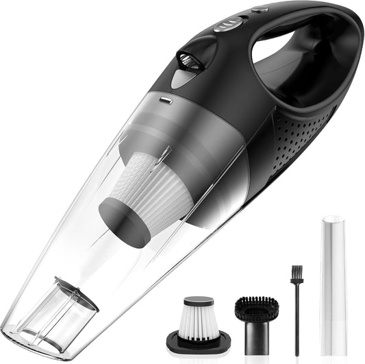 Handheld Vacuum Cordless with 2 Filters, Car Vacuum Cleaner High Power with Fast Cahrge Tech, Portable Rechargeable Mini Vacuum