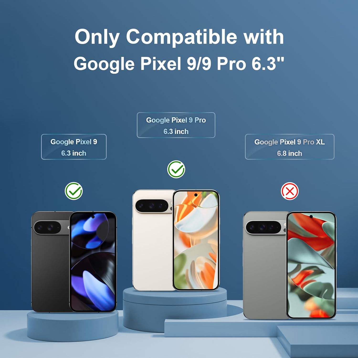 3 PACK Screen Protector for Google Pixel 9 /Pixel 9 Pro Tempered Glass [HD Full Coverage] [Easy Installation] [Round Edge] [Scratch Resistant] [9H Hardness]