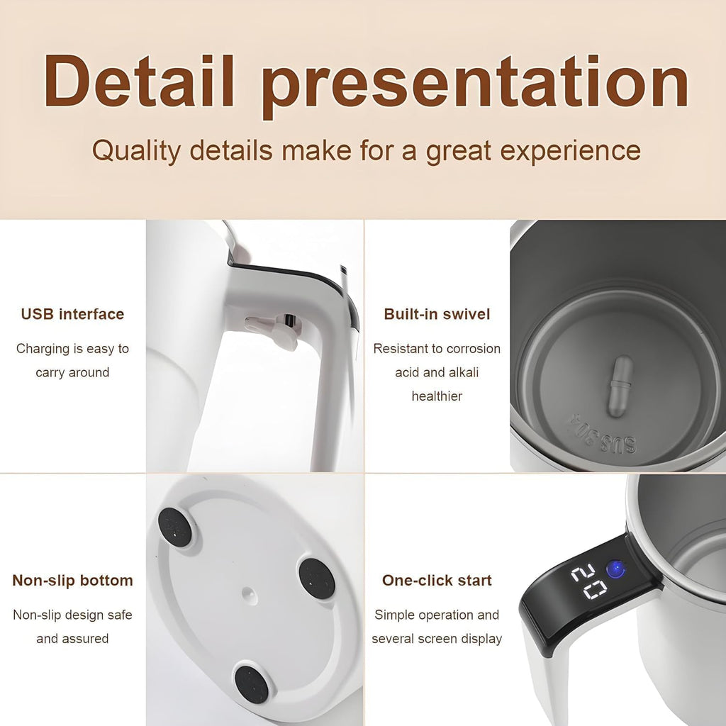 Self-Stirring Magnetic Coffee Cup with Temp Display, Self Stirring Mug Rechargeable, Smart Mugs for Hot Drinks, Automatic Magnetic Stirring Coffee Mug for Coffee, Milk, Cocoa