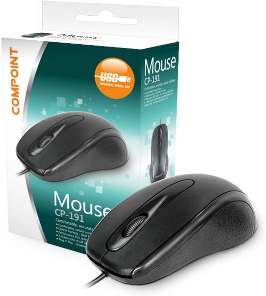 Wired USB 2.0 Computer Mouse - Ambidextrous Optical Wired Mice for Laptop, Computer, Macbook, Gaming, Working - 2.4Ghz Small Silent Black 1000 DPI Mouse with 3-Buttons and Scroll Wheel
