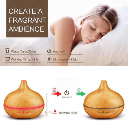 300ml Essential Oil Diffuser Aroma Diffuser Aromatherapy Ultrasonic Cool Mist Humidifier 7 Color LED Change for Office Home Bedroom Living Room Study Yoga Spa