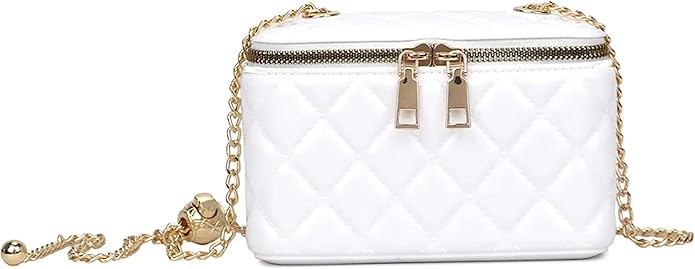 Women's MINI Quilted Clutch Bag Patent Chain Strap Purse Pouch Wedding Handbag