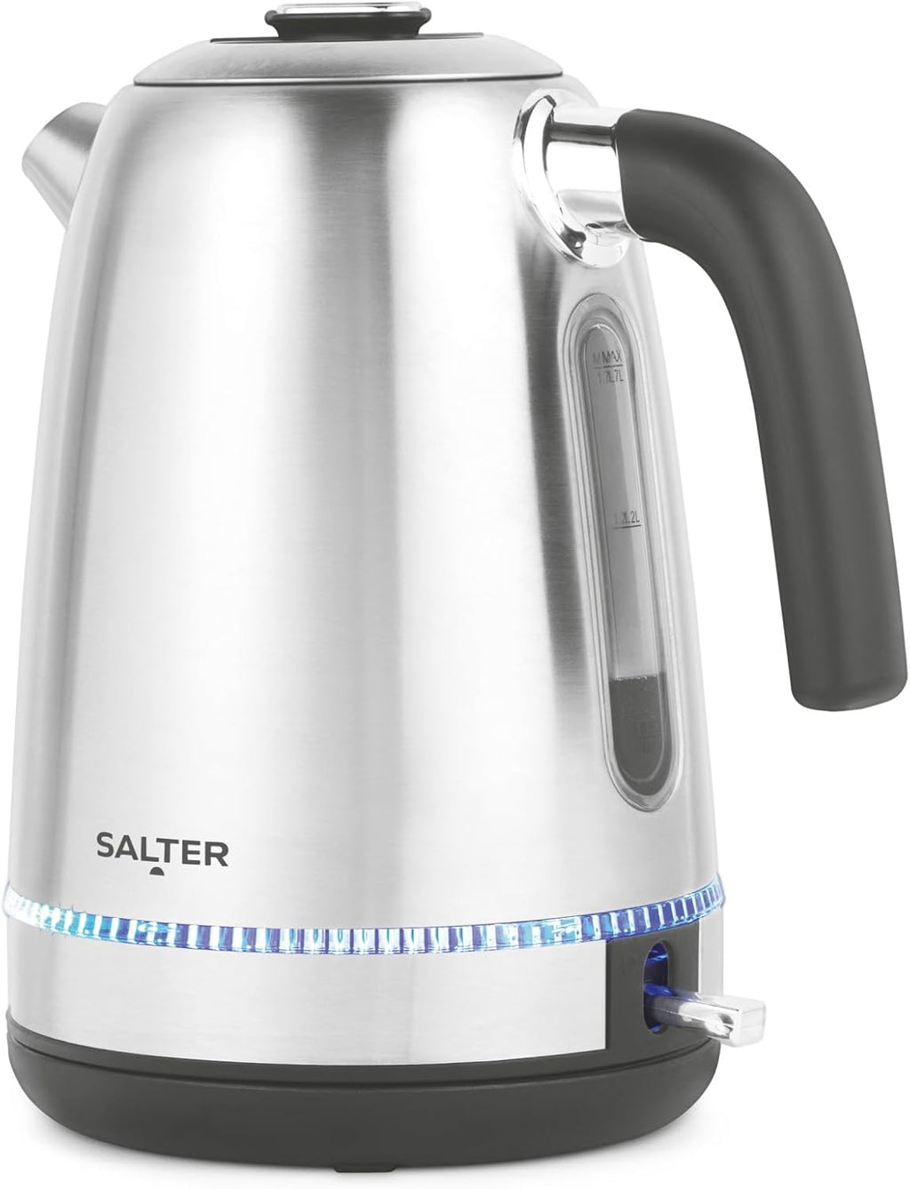 Salter Lumie LED Kettle - 1.7L Capacity, LED Blue Illumination When Boiling, Stainless Steel Kettle, Easy Fill, Removable Anti-Limescale Filter, 360° Swivel Base, Boil Dry Sensor, Auto-Shut Off, 3000W