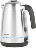 Salter Lumie LED Kettle - 1.7L Capacity, LED Blue Illumination When Boiling, Stainless Steel Kettle, Easy Fill, Removable Anti-Limescale Filter, 360° Swivel Base, Boil Dry Sensor, Auto-Shut Off, 3000W