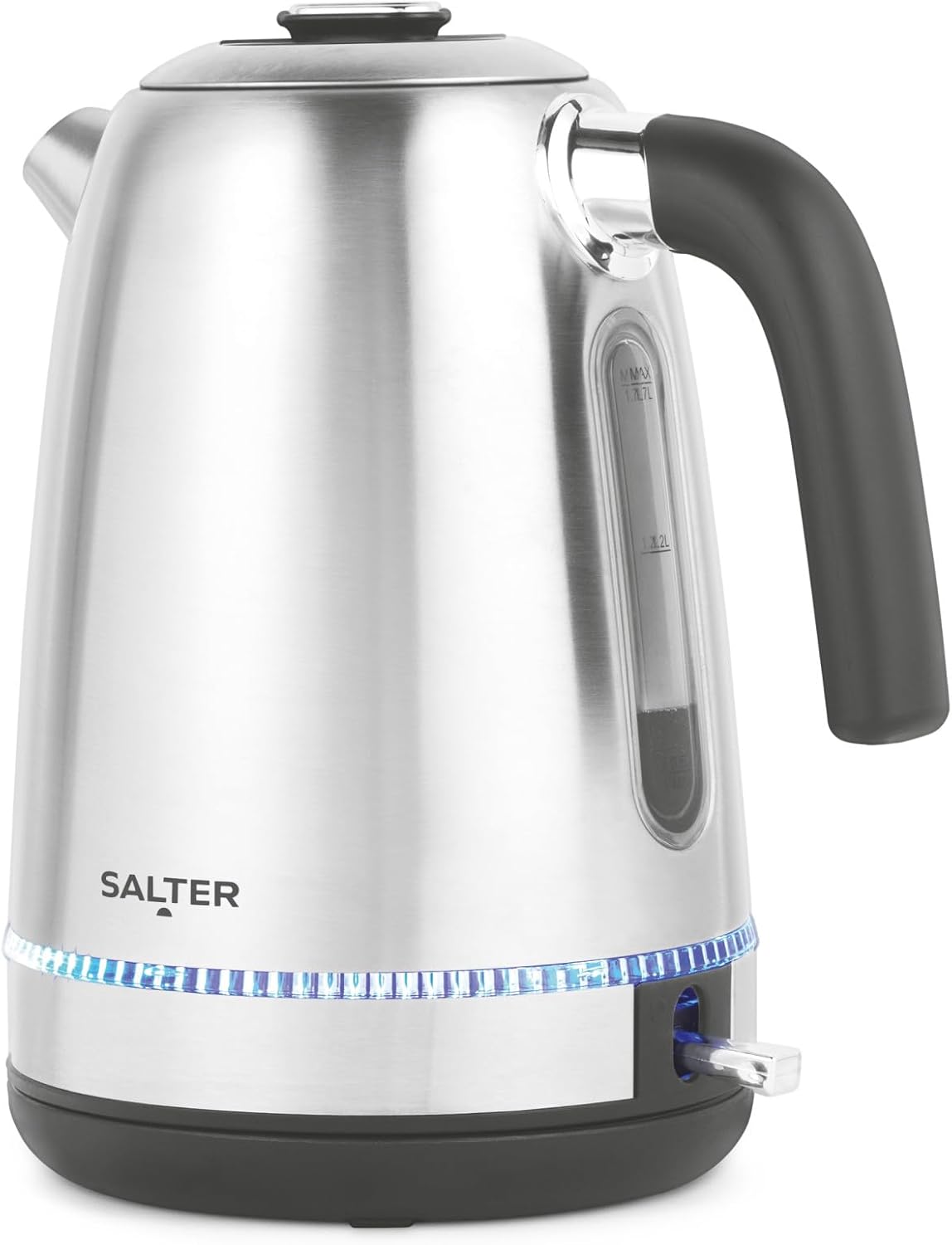 Salter Lumie LED Kettle - 1.7L Capacity, LED Blue Illumination When Boiling, Stainless Steel Kettle, Easy Fill, Removable Anti-Limescale Filter, 360° Swivel Base, Boil Dry Sensor, Auto-Shut Off, 3000W