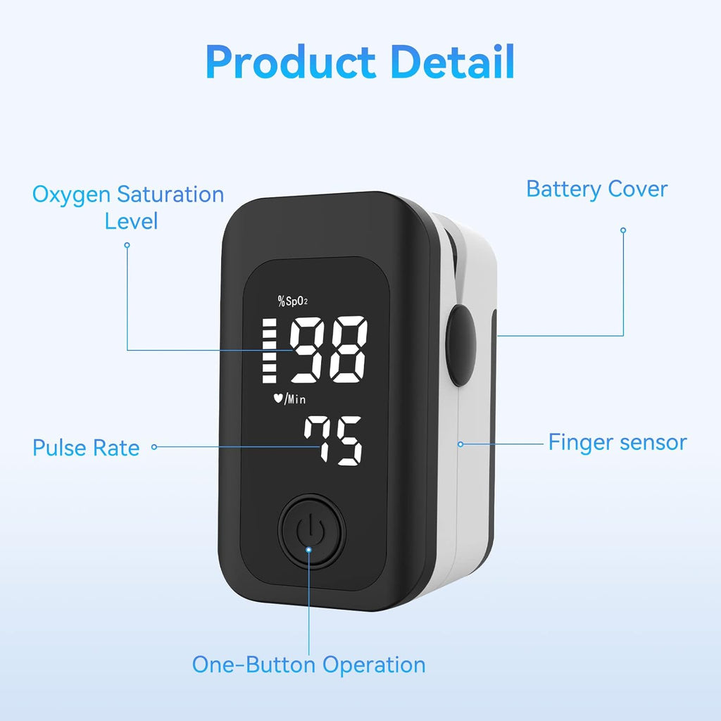 Berrcom Pulse Oximeter Blood Oxygen Saturation Monitor Finger High Accuracy Sats Monitor for Child, Adult with LED Display
