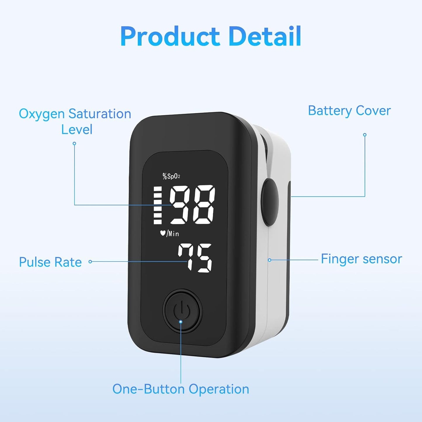 Berrcom Pulse Oximeter Blood Oxygen Saturation Monitor Finger High Accuracy Sats Monitor for Child, Adult with LED Display
