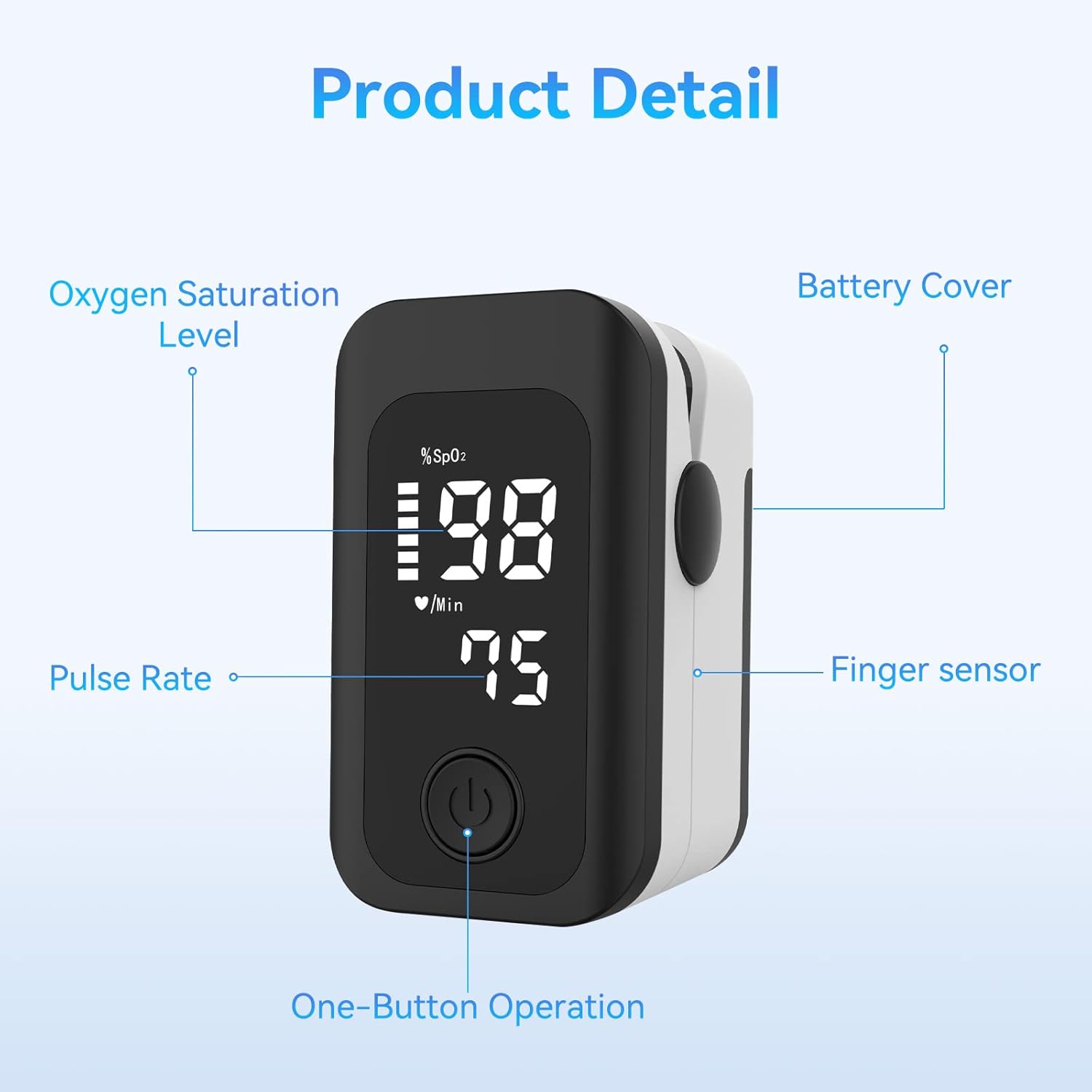 Berrcom Pulse Oximeter Blood Oxygen Saturation Monitor Finger High Accuracy Sats Monitor for Child, Adult with LED Display