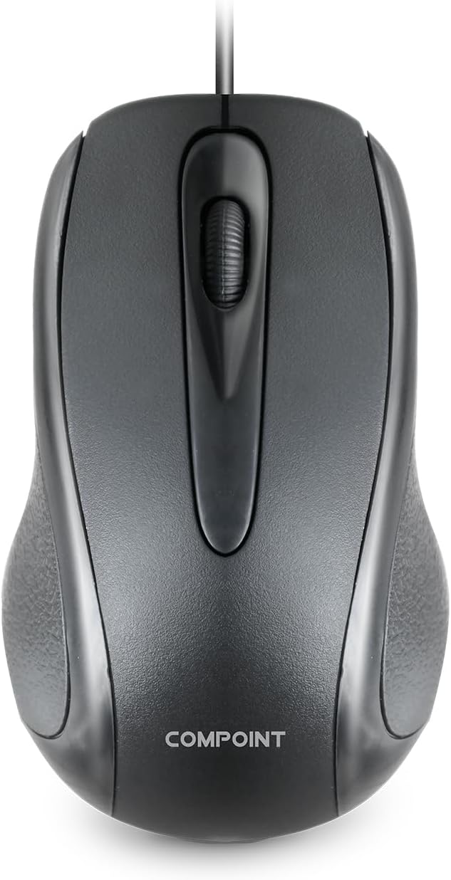 Wired USB 2.0 Computer Mouse - Ambidextrous Optical Wired Mice for Laptop, Computer, Macbook, Gaming, Working - 2.4Ghz Small Silent Black 1000 DPI Mouse with 3-Buttons and Scroll Wheel