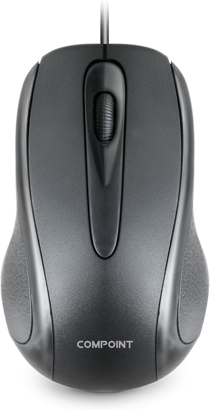 Wired USB 2.0 Computer Mouse - Ambidextrous Optical Wired Mice for Laptop, Computer, Macbook, Gaming, Working - 2.4Ghz Small Silent Black 1000 DPI Mouse with 3-Buttons and Scroll Wheel