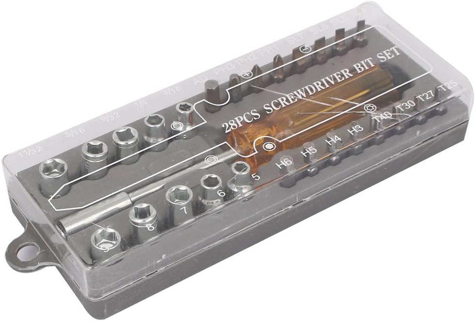Nonslip Handle Slotted Torx Phillips Square Hex Socket Screwdriver Bits Set 27 in 1