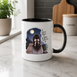 Inspirational Mug "A Calmer Mind A Brighter Tomorrow" Girl & Cat Night Sky 325ml Ceramic Coffee Mug Serene Anime Tea Cup with Full Moon & City Skyline Graphic Gift | Available in Multicolours | Fast Dispatch by UK Seller (M3029)