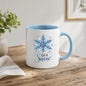 Elegant Mug "Let It Snow" Blue Snowflake 325ml Ceramic Coffee Mug Winter Holiday Tea Cup with Watercolor Crystal Design & Frosty Slogan Gift | Available in Multicolours | Fast Dispatch by UK Seller (M1250)