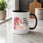 Inspirational Anime Mug "Good Music Brighter Days" Pink Hair Girl & Cat 325ml Ceramic Coffee Mug Wholesome Tea Cup with Headphones & Sleeping Kitten Graphic Gift | Available in Multicolours | Fast Dispatch by UK Seller (M3037)