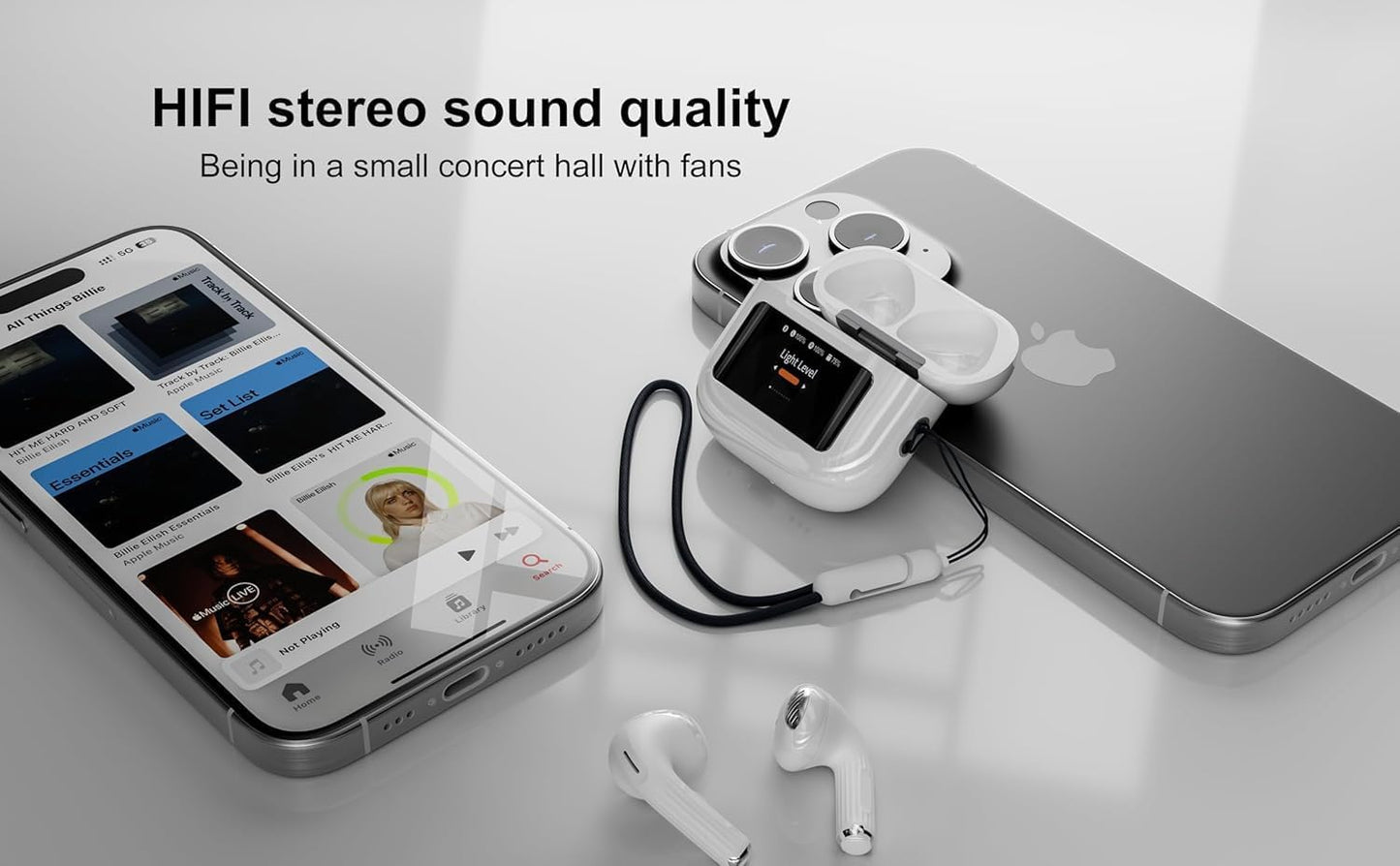 Ven-Dens True Wireless Stereo Earbuds with Smart Screen Display Case (Bluetooth 5.4)