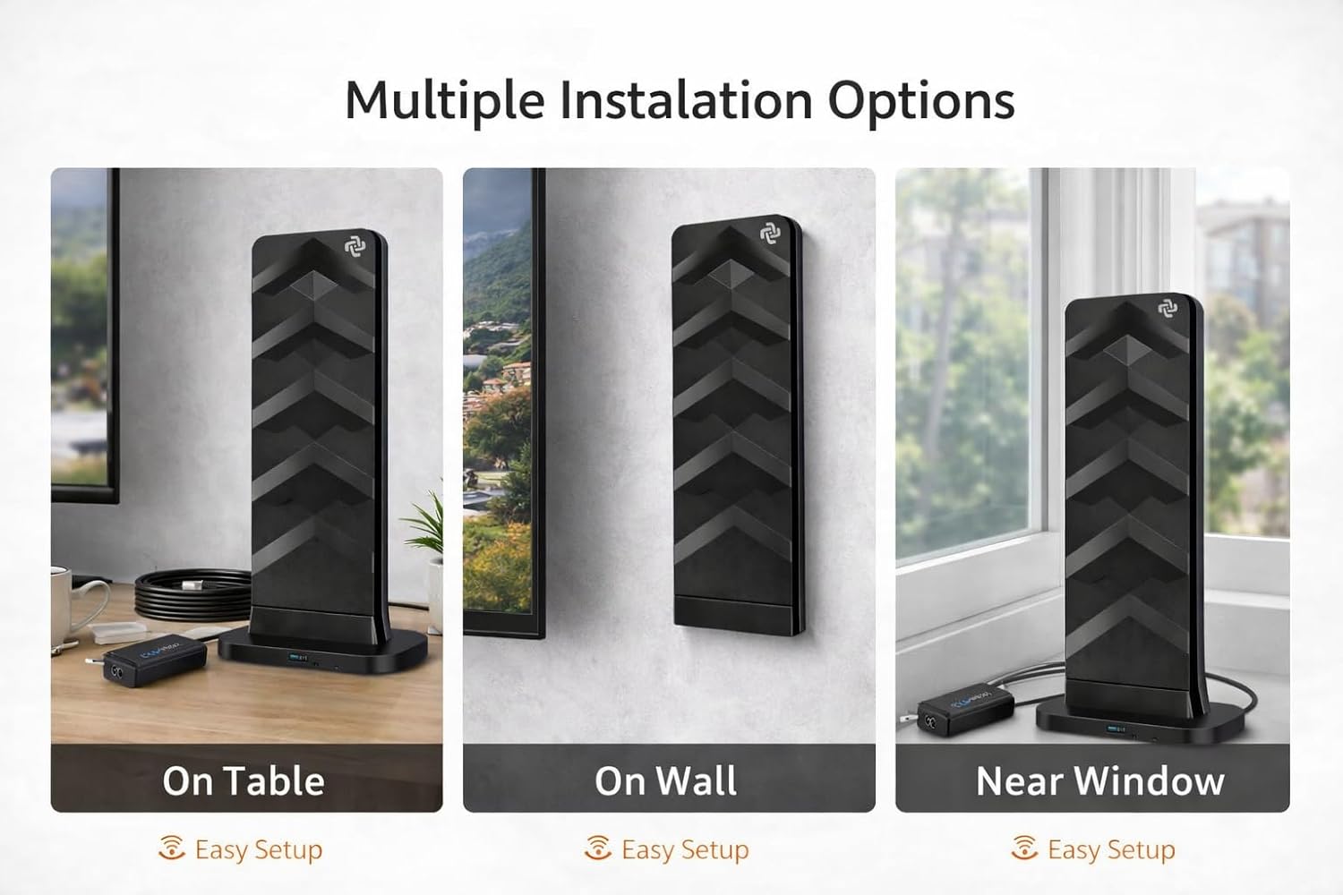 Freeview Digital TV Aerial Amplified Indoor Outdoor Antenna – Long Range HDTV Signal Booster for 4K & Full HD Channels – Compatible with Smart TVs, DVB-T/T2 Freeview, Portable Indoor or Outdoor Use
