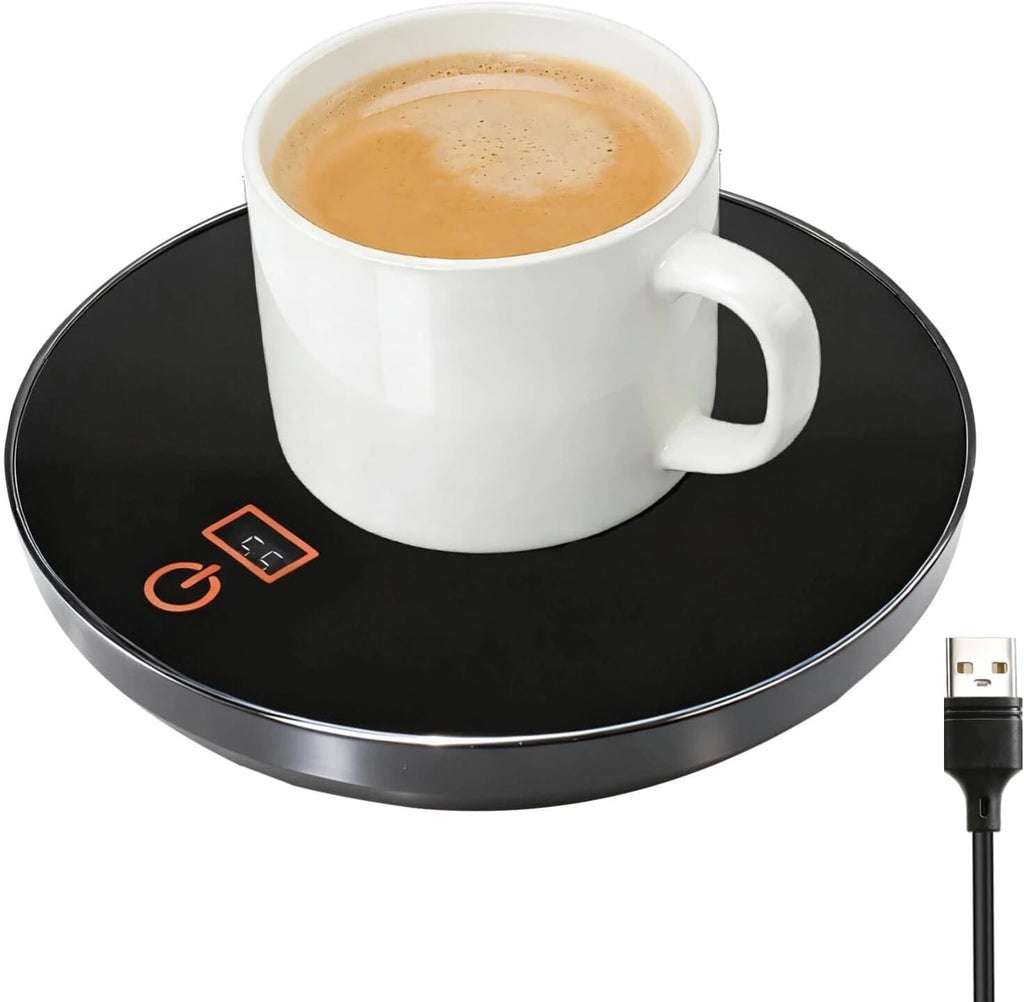 Coffee Mug Warmer USB 24H Auto Shut off Adjustable Electric Smart Beverage Cup with 3 Temperature Settings 45 55 65℃ Heated Coaster for Home Office Milk Tea Hot Drinks Desk Valentine's&Mother's Day