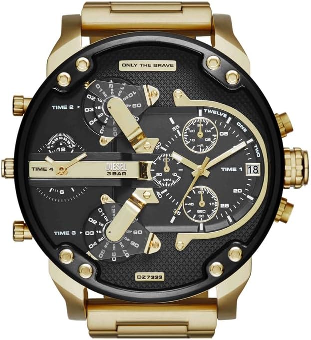 Diesel Mr. Daddy Watch for Men, Quartz Multifunctional Movement with Stainless Steel Strap