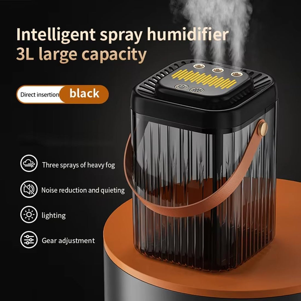 USB Operated 3L Air Humidifier 3 Nozzles Smart Cool Mist Humidifier for Home Bedroom Night Light Diffuser