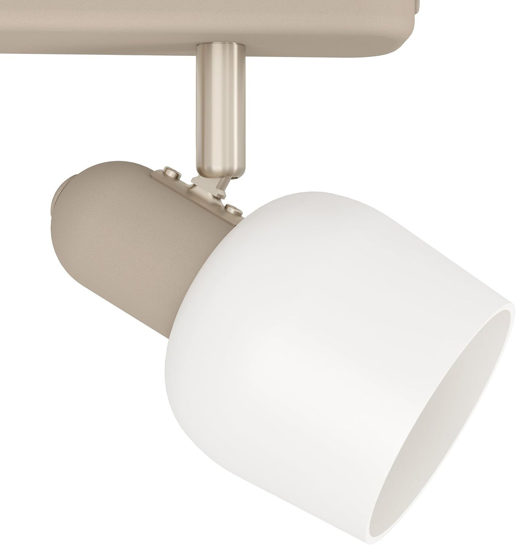 Eglo Ceiling Spotlight Corato 173, lamp with 2 Adjustable Spots, Metal Light in Sand and Silver, White Glass, E14 Socket