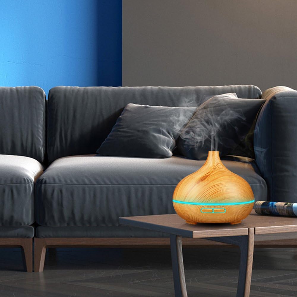 300ml Essential Oil Diffuser Aroma Diffuser Aromatherapy Ultrasonic Cool Mist Humidifier 7 Color LED Change for Office Home Bedroom Living Room Study Yoga Spa