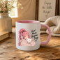 Inspirational Anime Mug "Good Music Brighter Days" Pink Hair Girl & Cat 325ml Ceramic Coffee Mug Wholesome Tea Cup with Headphones & Sleeping Kitten Graphic Gift | Available in Multicolours | Fast Dispatch by UK Seller (M3037)