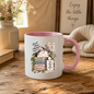 Inspirational Cat Mug "Good Ideas Happen Here" Sleeping Kitten & Books 325ml Ceramic Coffee Mug – Mindful Tea Cup with Greenery and Mug Graphic Gift | Available in Multicolours | Fast Dispatch by UK Seller (M3049)