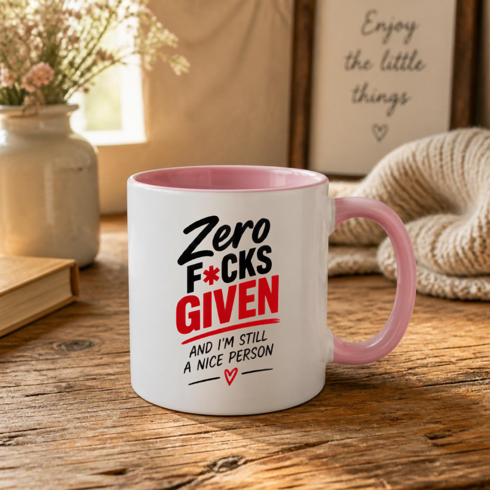Funny Sweary Typography Mug "Zero F*CKS GIVEN And I'M Still A Nice Person" 325ml Ceramic Coffee Mug – Hilarious Sarcastic Work Cup & Sassy Slogan Graphic Gift | Available in Multicolours | Fast Dispatch by UK Seller (M3058)