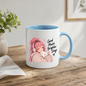 Inspirational Anime Mug "Good Music Brighter Days" Pink Hair Girl & Cat 325ml Ceramic Coffee Mug Wholesome Tea Cup with Headphones & Sleeping Kitten Graphic Gift | Available in Multicolours | Fast Dispatch by UK Seller (M3037)