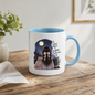 Inspirational Mug "A Calmer Mind A Brighter Tomorrow" Girl & Cat Night Sky 325ml Ceramic Coffee Mug Serene Anime Tea Cup with Full Moon & City Skyline Graphic Gift | Available in Multicolours | Fast Dispatch by UK Seller (M3029)