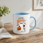 Halloween Mug "I'M HERE FOR THE BOOS" Wine Ghost 325ml Ceramic Coffee Mug Cute Ghost Tea Cup with Pumpkin & Wine Glass Graphic Gift | Available in Multicolours | Fast Dispatch by UK Seller (M3081)