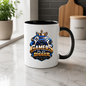Gaming Mug "Gamers Play Bigger" Gamers Play Bigger 325ml Ceramic Coffee Mug – Royal Gold & Blue Gaming Controller Crest with Crown & Slogan | Video Game Gift | Fast Dispatch by UK Seller (M3349)