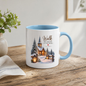Christmas Mug "Walk By Faith Not By Sight 2 Corinthians 5:7" 325ml Ceramic Coffee Mug – Snowy Winter Church Scene Mug With Lanterns Pine Trees Christian Holiday Gift | Available in Multicolours | Fast Dispatch by UK Seller (M3303)