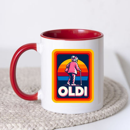 Funny Mug "OLDI" Retro Old Age Joke Coffee Cup 350ml Ceramic Novelty Mug, Male Female Grandad Grandma Design, Humorous Gift for Dad Mum Grandpa Nanny, 50th 60th 70th 80th Birthday Christmas Secret Santa | Fast Dispatch by UK Seller (M1046)