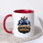 Gaming Mug "Gamers Play Bigger" Gamers Play Bigger 325ml Ceramic Coffee Mug – Royal Gold & Blue Gaming Controller Crest with Crown & Slogan | Video Game Gift | Fast Dispatch by UK Seller (M3349)