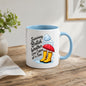 Humorous Mug "Surviving British Weather One Cuppa at a Time" 325ml Ceramic Coffee Mug Funny Rainy Day Tea Cup with Yellow Wellies, Red Umbrella & Raindrops Graphic Gift | Available in Multicolours | Fast Dispatch by UK Seller (M1318)