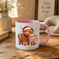 Christmas Mug "Festive Lights Santa Hat Merry Christmas" Festive Santa Hat Highland Cow 325ml Ceramic Coffee Mug – Cute Christmas Wooden Sign Tea Cup With Festive Lights Gift Box Present | Available in Multicolours | Fast Dispatch by UK Seller (M3170)