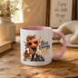 Highland Cow Mug "Boss Energy Only Highland Cow" 325ml Ceramic Coffee Mug – Stylish Highland Cow in Leopard Bow, Trench Coat Sunglasses Holding Coffee Cup Designer Bag Office Boss Gift | Available in Multicolours | Fast Dispatch by UK Seller (M3277)
