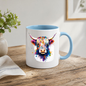 Novelty Mug Colorful Watercolor Splash Highland Cow Ceramic Coffee Mug 350ml | Available in Multicolours | Fast Dispatch by UK Seller (M1209