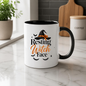 Halloween Mug "Resting Witch Face" Witch Hat 325ml Ceramic Coffee Mug – Sassy Eyelashes Tea Cup with Bow & Spider Graphic Gift | Available in Multicolours | Fast Dispatch by UK Seller (M3076)