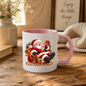 Christmas Mug "Relaxing Santa Sleigh Coffee Heart" Relaxing Santa Sleigh 325ml Ceramic Coffee Mug – Festive Christmas Tea Cup with Jolly Santa Claus In Sleigh Heart Mug Graphic Gift | Available in Multicolours | Fast Dispatch by UK Seller (M3182)