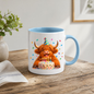 Festive Mug Birthday Highland Cow Ceramic Coffee Mug – Cute Celebration Farm Animal Party Hat & Cake Tea Cup Gift 350ml | Available in Multicolours | Fast Dispatch by UK Seller (M1229)