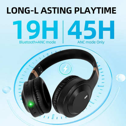 ANC Active Noise Cancelling Wireless Headphones Bluetooth 5.4 Foldable Over-Ear Headset | Low Latency Gaming Headphones with 3D Ergonomic Fit