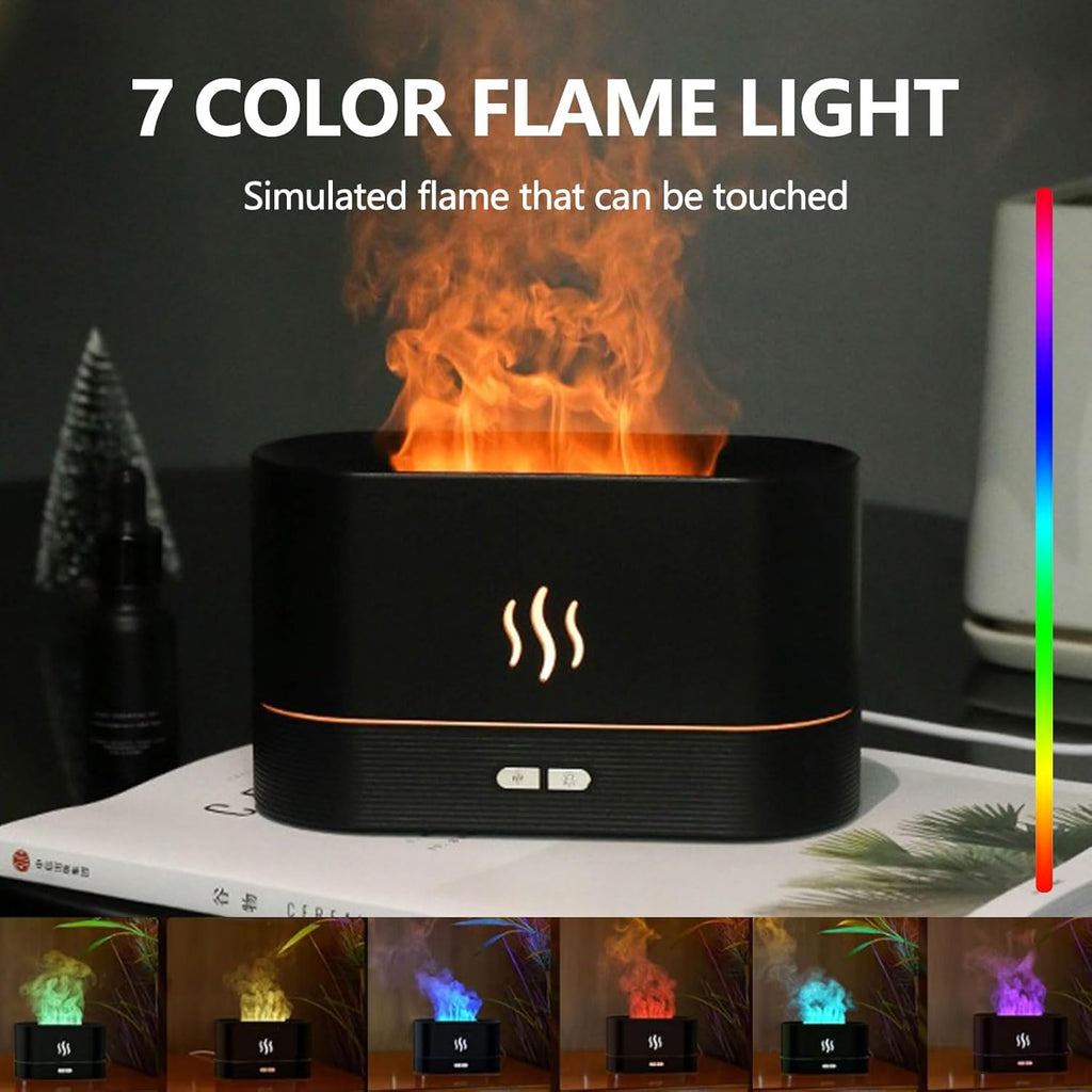 Flame Essential Oil Diffuser, Upgrade 7 Colour Lights Aromatherapy Diffuser, Super Quiet Air Humidifier, Electric Aroma Diffuser