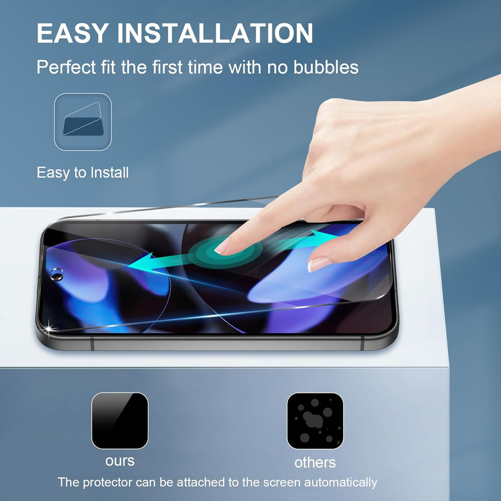 3 PACK Screen Protector for Google Pixel 9 /Pixel 9 Pro Tempered Glass [HD Full Coverage] [Easy Installation] [Round Edge] [Scratch Resistant] [9H Hardness]