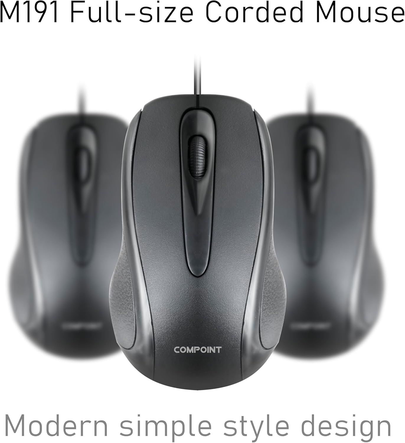Wired USB 2.0 Computer Mouse - Ambidextrous Optical Wired Mice for Laptop, Computer, Macbook, Gaming, Working - 2.4Ghz Small Silent Black 1000 DPI Mouse with 3-Buttons and Scroll Wheel