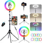 12 inch LED Ring Light with Tripod Stand & Phone Holder Tall 70'', Ringlight with Remote, Dimmable White/RGB Mode, Selfie Circle light for Phone Camera Filming Makeup Streaming